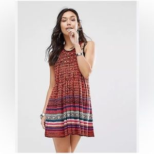 NWT Free People red hearts tunic sweater dress Santa Fe size S crochet